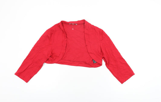 Marks and Spencer Womens Red Viscose Cropped T-Shirt Size 14 V-Neck
