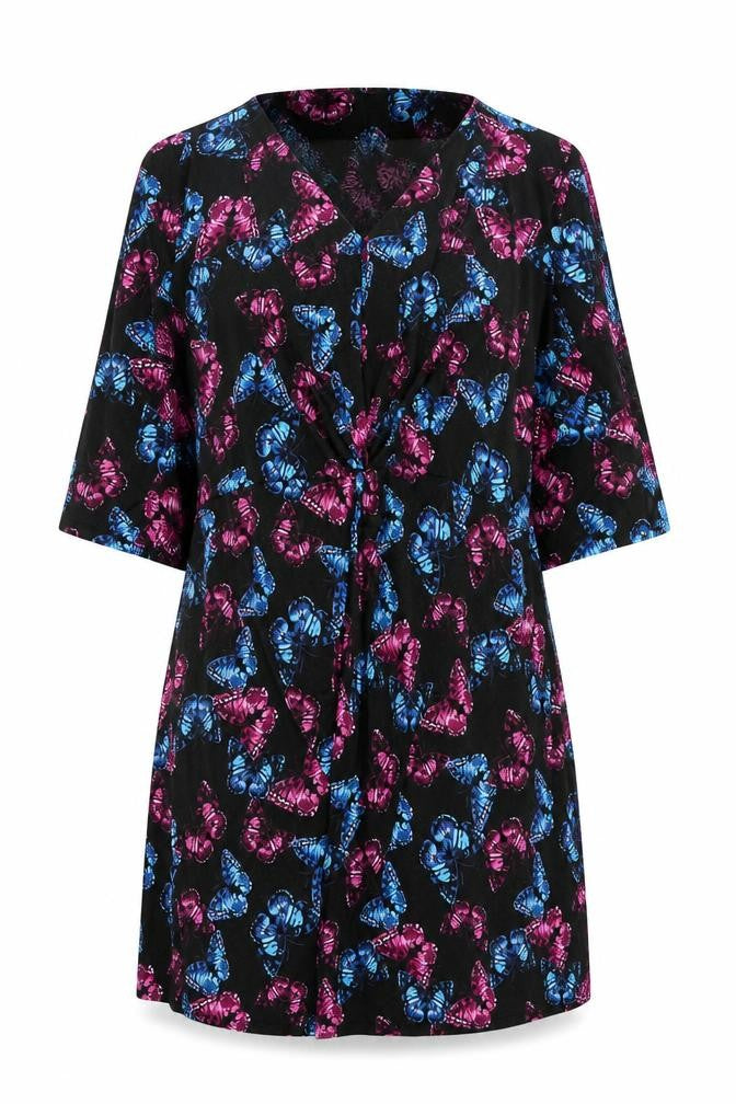 Capsule Womens Black Geometric Polyester Shift Size 30 V-Neck Pullover