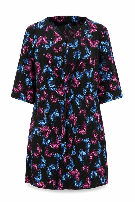 Capsule Womens Black Geometric Polyester Shift Size 30 V-Neck Pullover