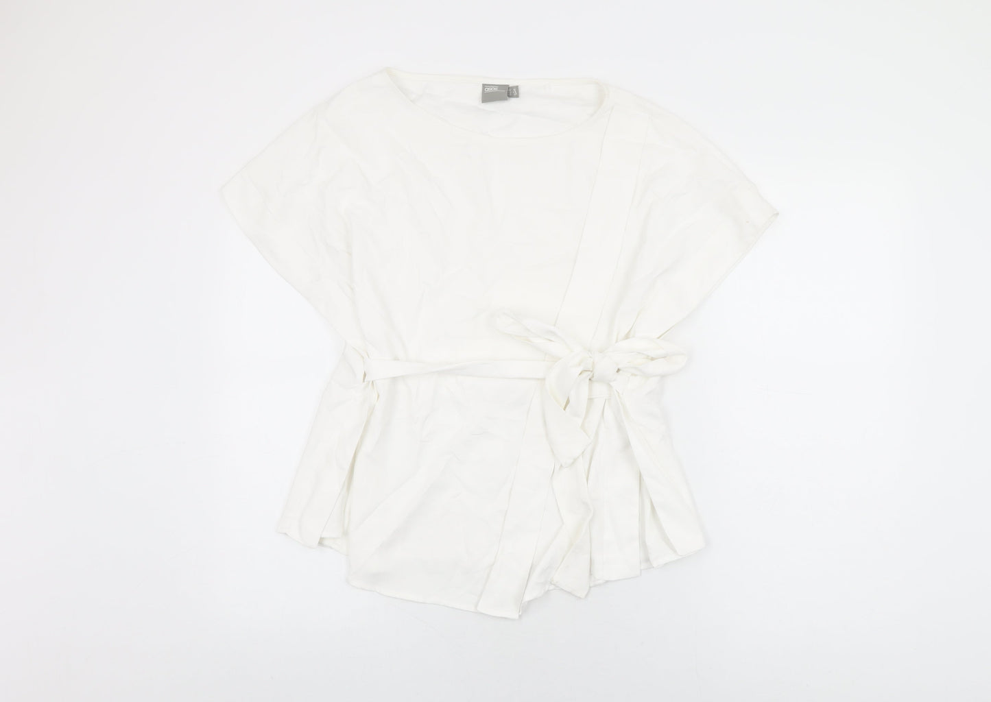 ASOS Womens White Polyester Basic T-Shirt Size 14 Round Neck