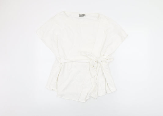 ASOS Womens White Polyester Basic T-Shirt Size 14 Round Neck