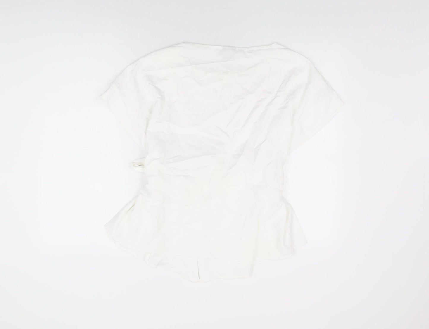 ASOS Womens White Polyester Basic T-Shirt Size 14 Round Neck
