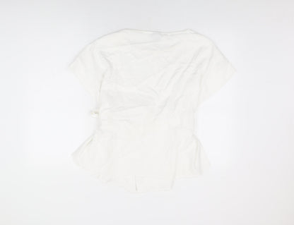 Back view of ASOS women’s white polyester basic t-shirt, size UK 14, round neck