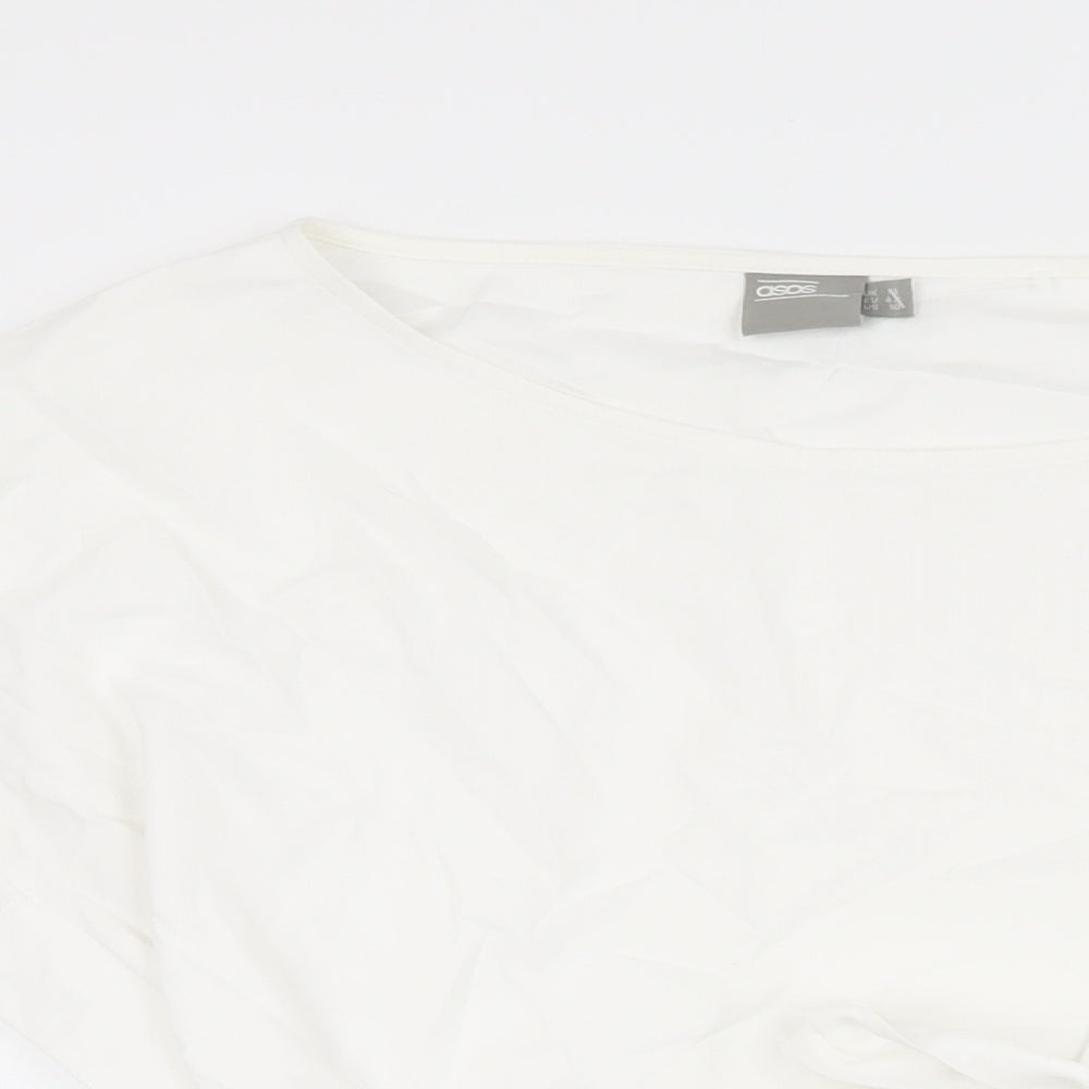 ASOS Womens White Polyester Basic T-Shirt Size 14 Round Neck
