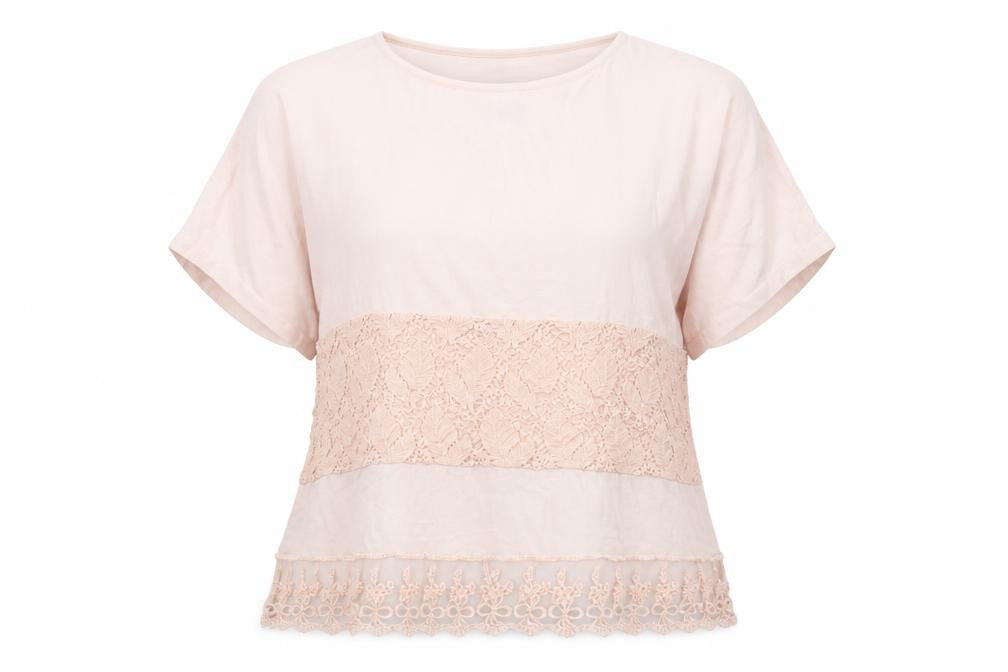 Society Womens Pink Viscose Basic T-Shirt Size 8 Round Neck