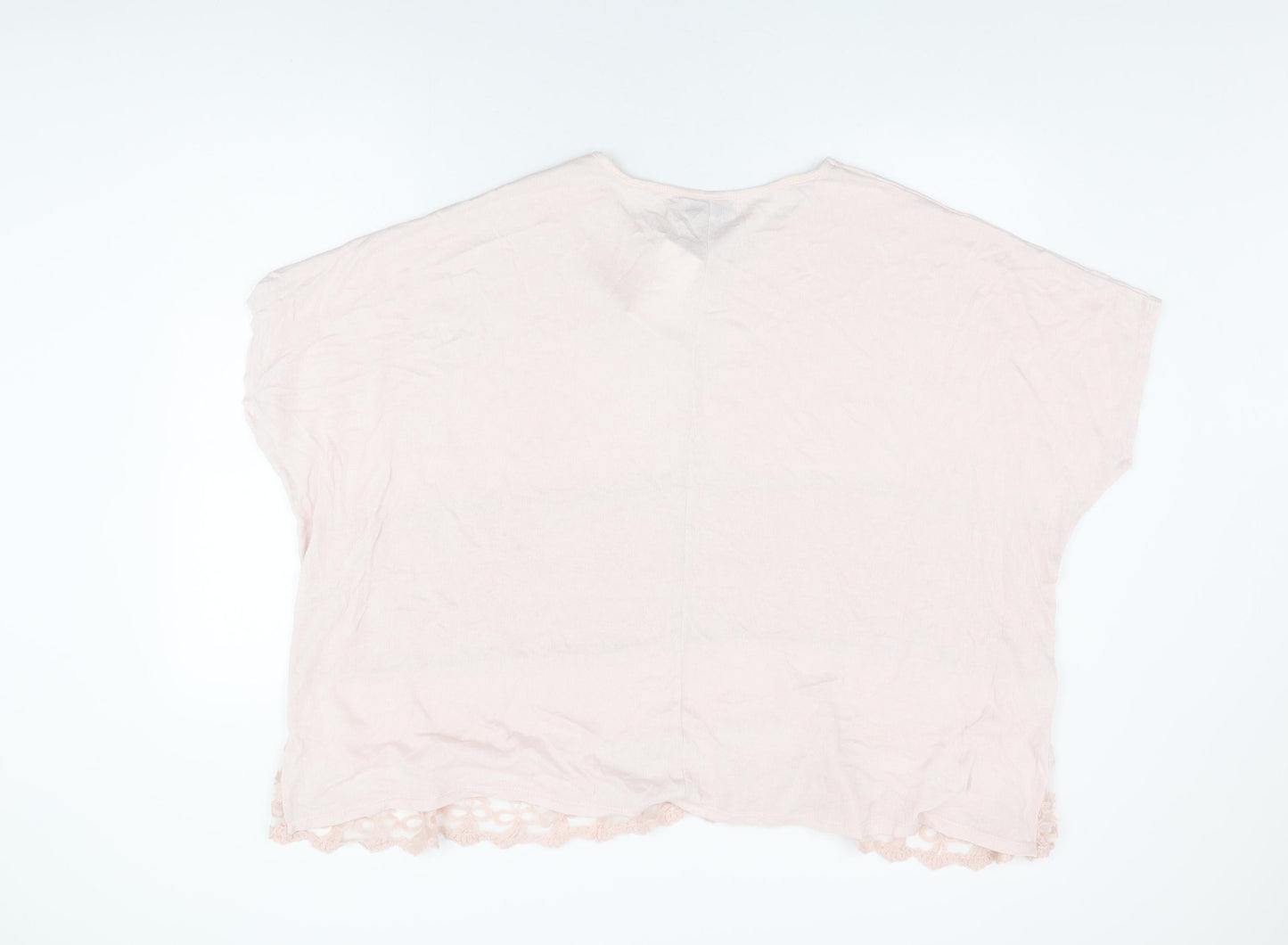 Society Womens Pink Viscose Basic T-Shirt Size 8 Round Neck