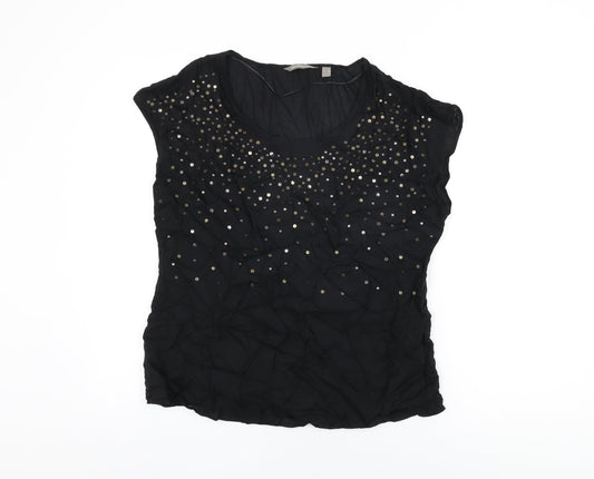 Sandwich Womens Black Viscose Basic T-Shirt Size 16 Round Neck