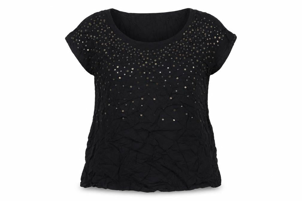 Sandwich Womens Black Viscose Basic T-Shirt Size 16 Round Neck