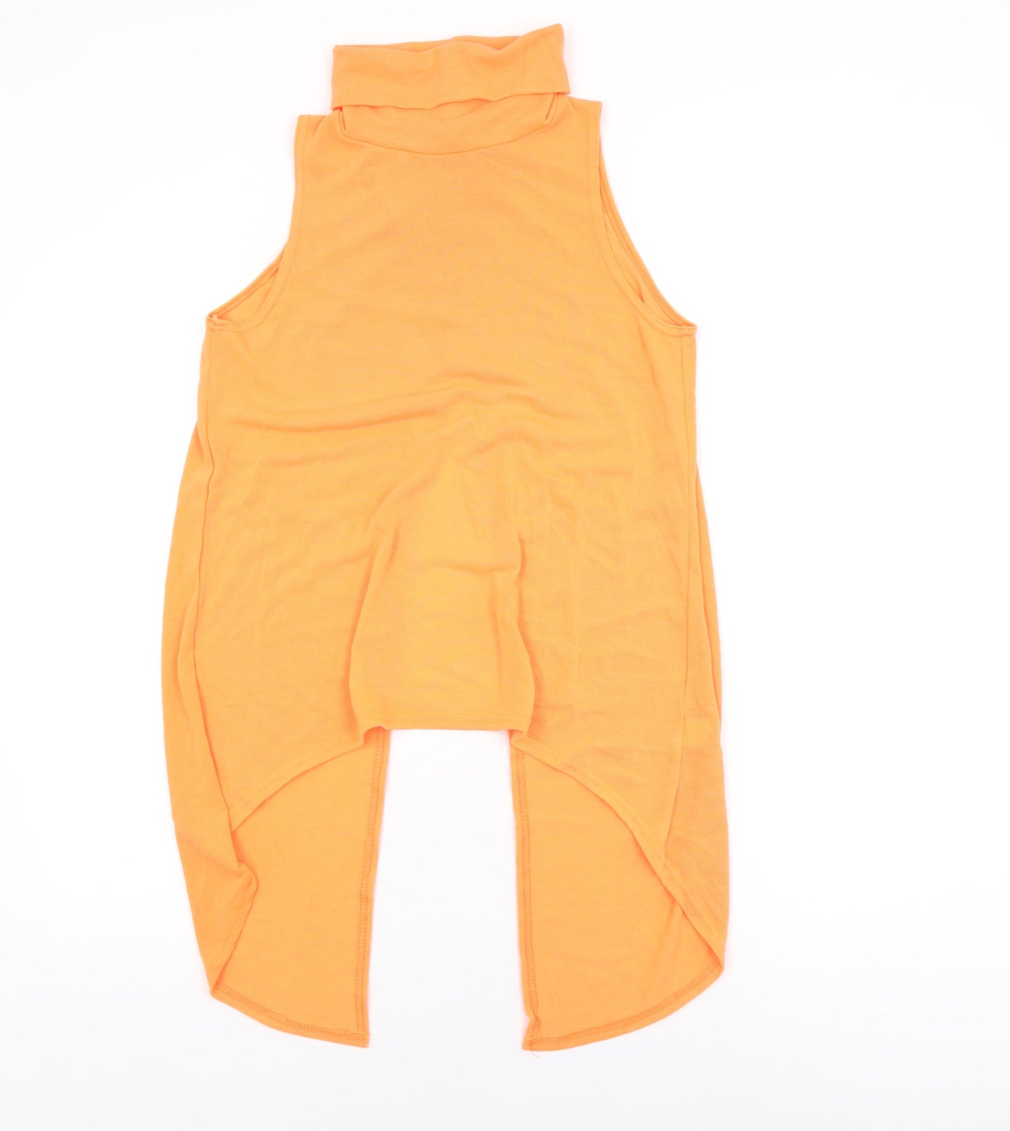 Select Womens Orange Polyester Basic T-Shirt Size 12 High Neck