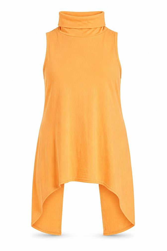 Select Womens Orange Polyester Basic T-Shirt Size 12 High Neck