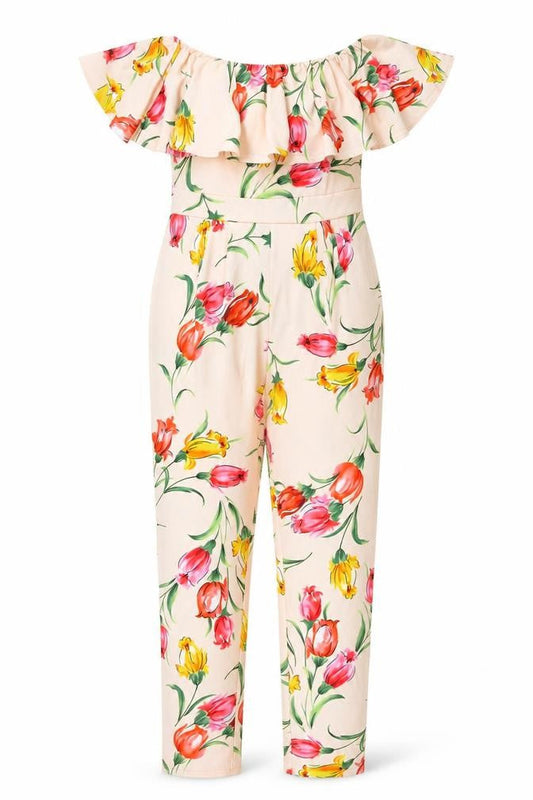 Girls On Film Womens Pink Floral Polyester Jumpsuit One-Piece Size 12 L29 in Pullover