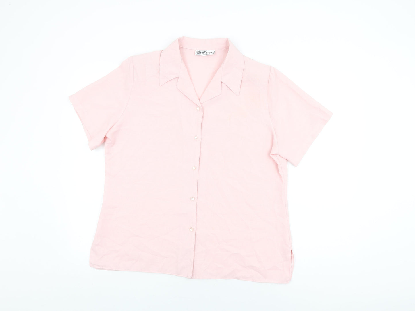 Emma Collection Womens Pink Polyester Basic Button-Up Size 18 Collared