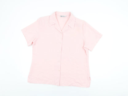 Emma Collection Womens Pink Polyester Basic Button-Up Size 18 Collared