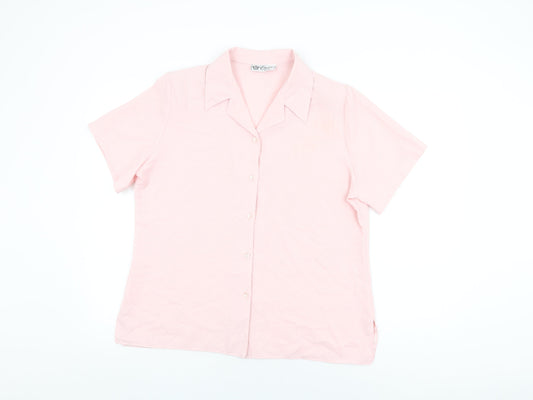 Emma Collection Womens Pink Polyester Basic Button-Up Size 18 Collared