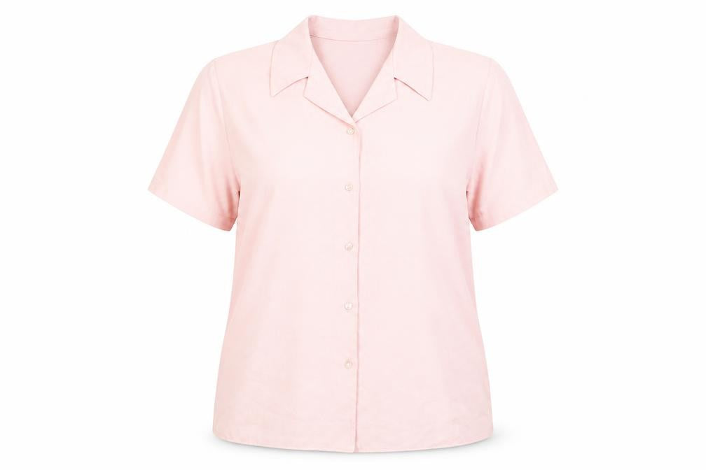 Emma Collection Womens Pink Polyester Basic Button-Up Size 18 Collared