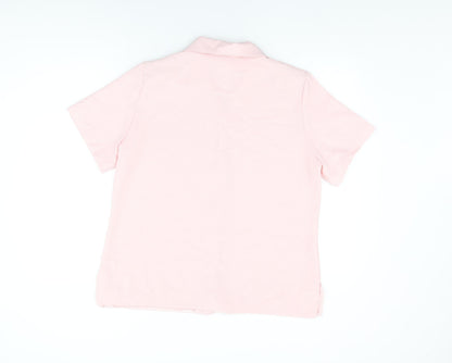Emma Collection Womens Pink Polyester Basic Button-Up Size 18 Collared