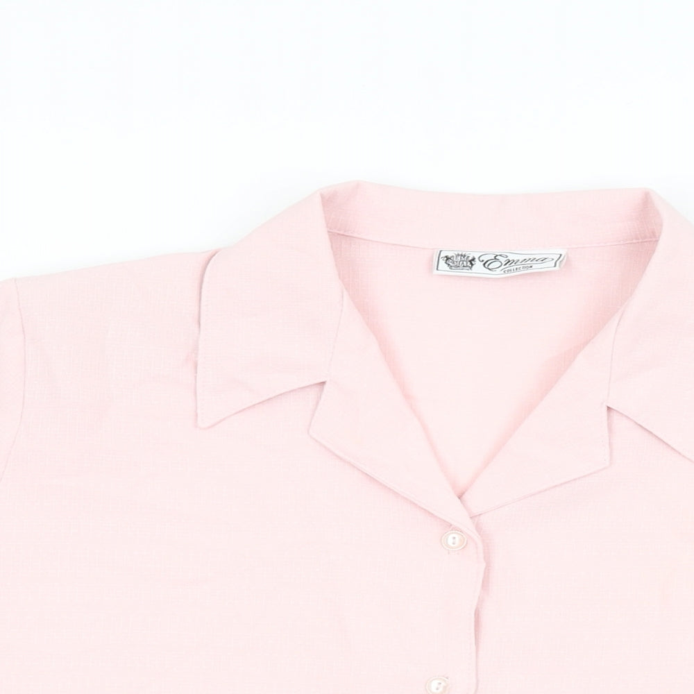 Emma Collection Womens Pink Polyester Basic Button-Up Size 18 Collared