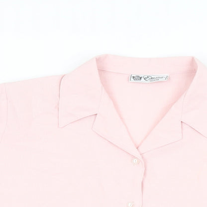 Emma Collection Womens Pink Polyester Basic Button-Up Size 18 Collared
