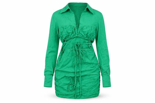 PRETTYLITTLETHING Womens Green Cotton Bodycon Size 10 Collared Zip