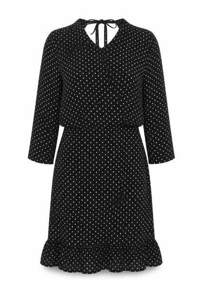Unique 21 Womens Black Polka Dot Polyester Shift Size 8 Round Neck Zip