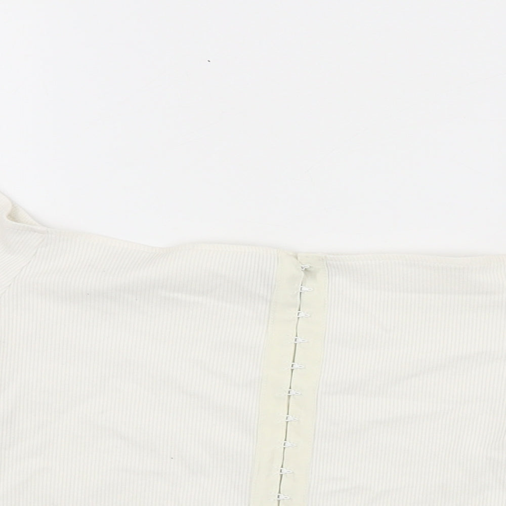 Topshop Womens White Polyester Cropped T-Shirt Size 10 Off the Shoulder