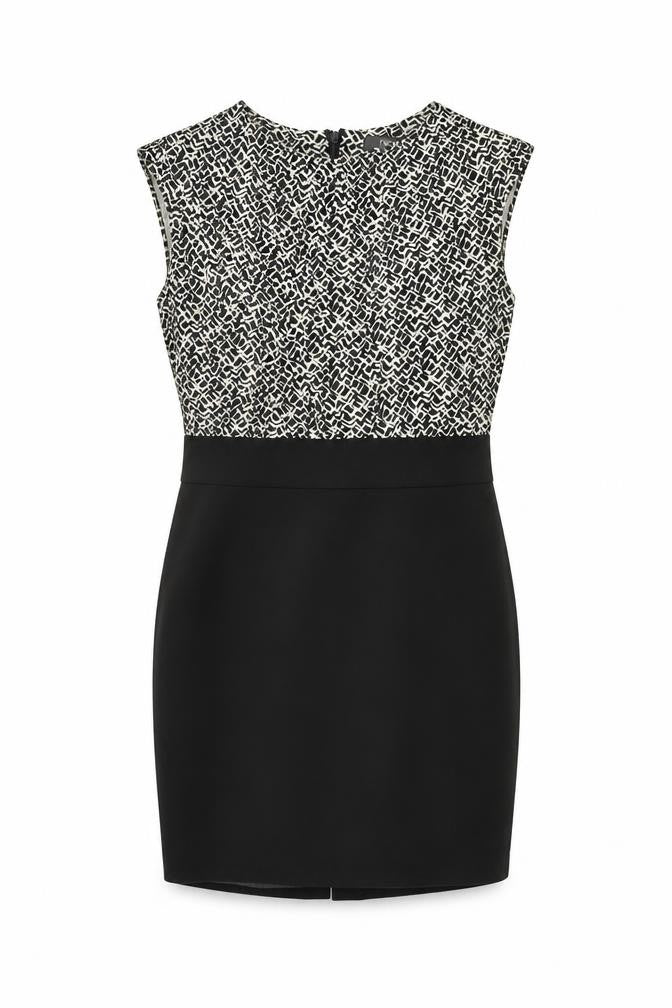 NEXT Womens Black Geometric Polyester Bodycon Size 14 Round Neck Zip