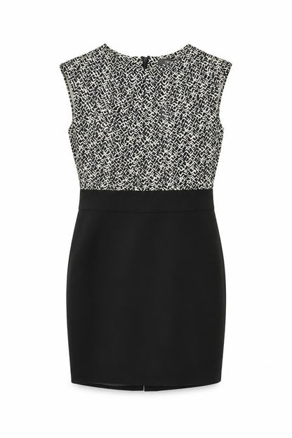Next Womens Black Geometric Polyester Bodycon Size 14 Round Neck Zip