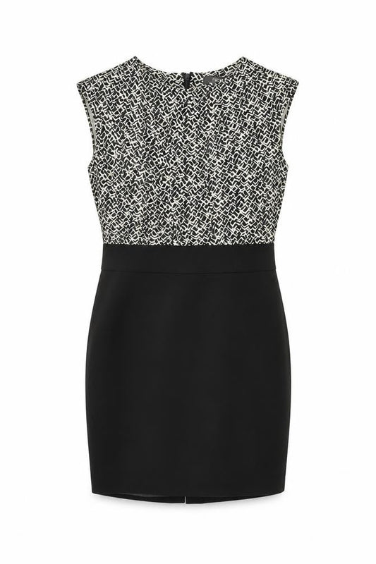 Next Womens Black Geometric Polyester Bodycon Size 14 Round Neck Zip