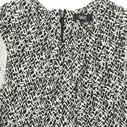 Next Womens Black Geometric Polyester Bodycon Size 14 Round Neck Zip