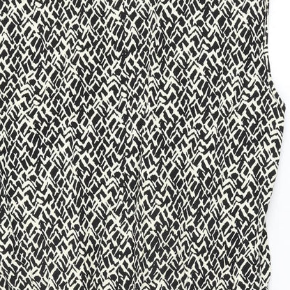 Next Womens Black Geometric Polyester Bodycon Size 14 Round Neck Zip