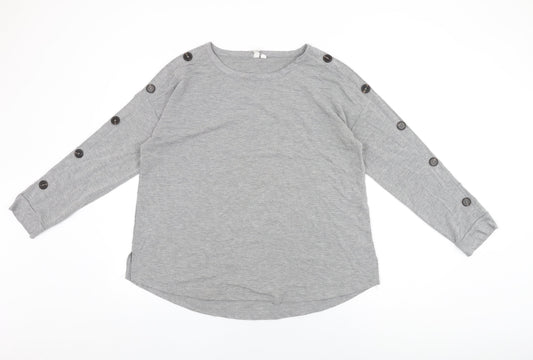 Cable & Gauge Womens Grey Polyester Basic T-Shirt Size M Round Neck