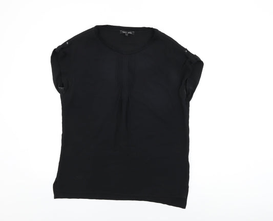 NEXT Womens Black Polyester Basic T-Shirt Size 12 Round Neck