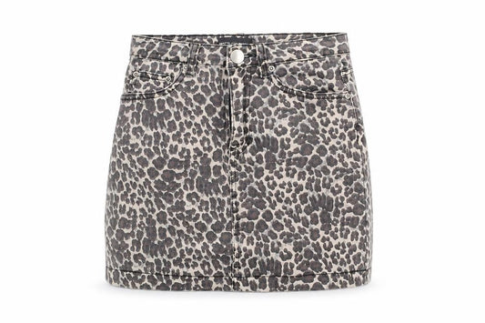 PRETTYLITTLETHING Womens Beige Animal Print Cotton Mini Skirt Size 6 Zip