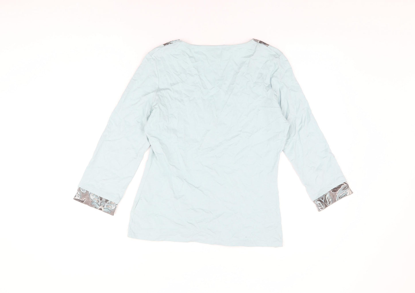NEXT Womens Blue Cotton Basic T-Shirt Size 12 V-Neck