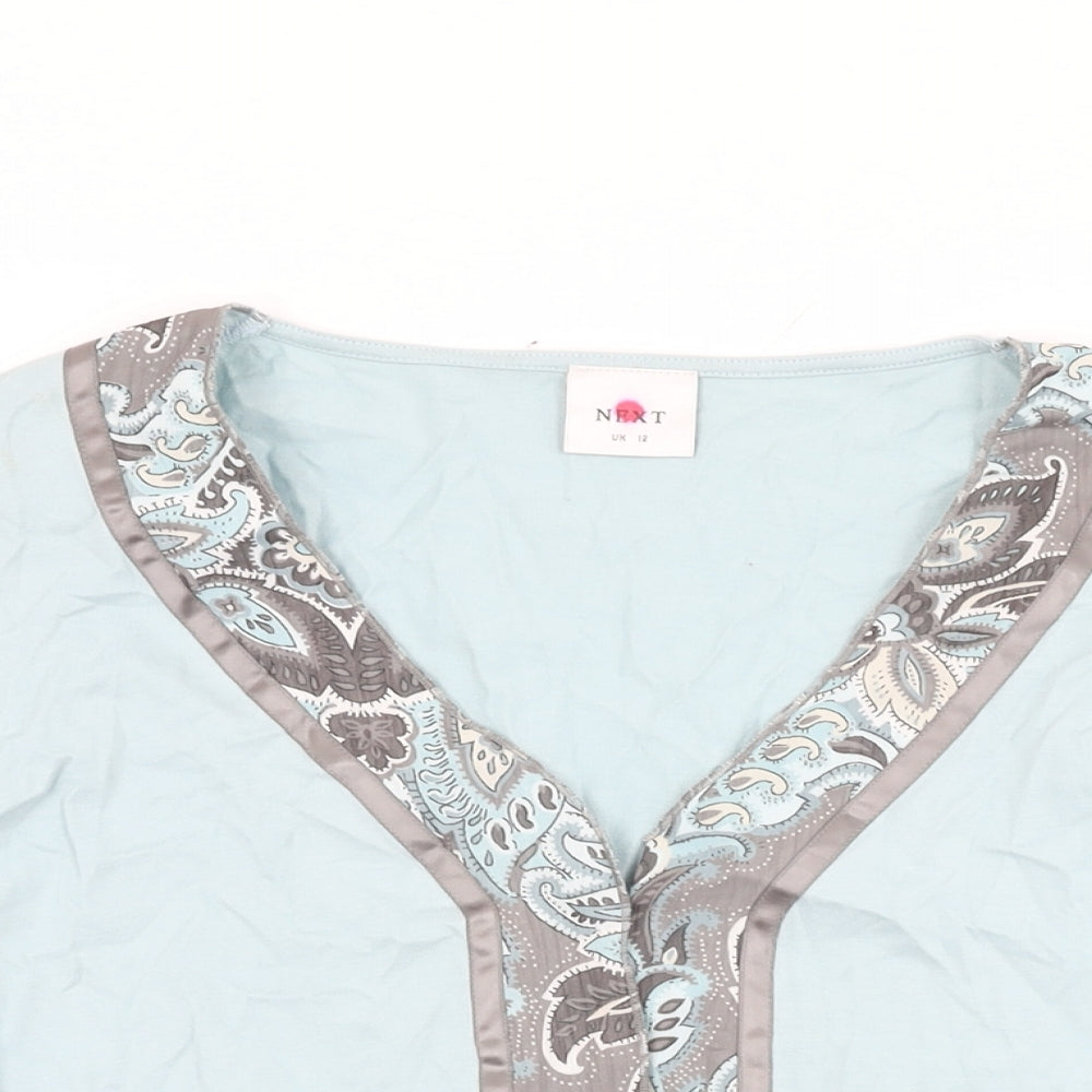 NEXT Womens Blue Cotton Basic T-Shirt Size 12 V-Neck