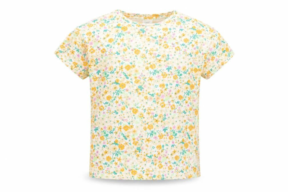 NEXT Girls White Floral Cotton Basic T-Shirt Size 9 Years Round Neck Pullover