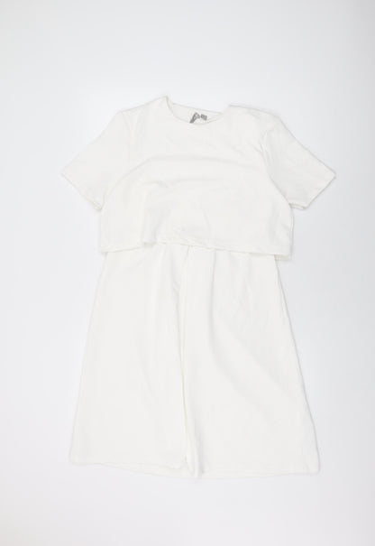 Additional front view of ASOS women’s white polyester a-line, size UK 10, round neck pullover