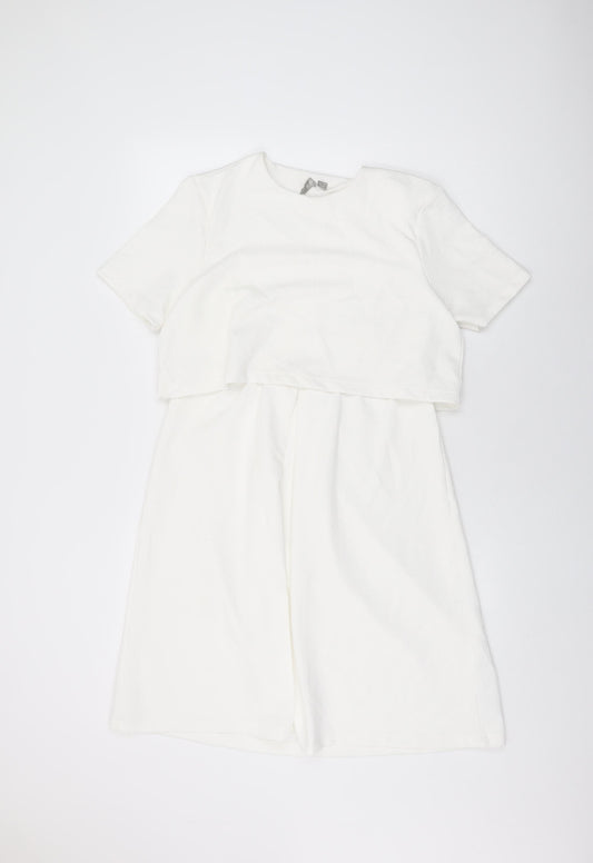 ASOS Womens White Polyester A-Line Size 10 Round Neck Pullover