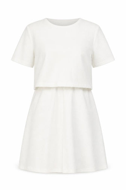 Front view of ASOS women’s white polyester a-line, size UK 10, round neck pullover