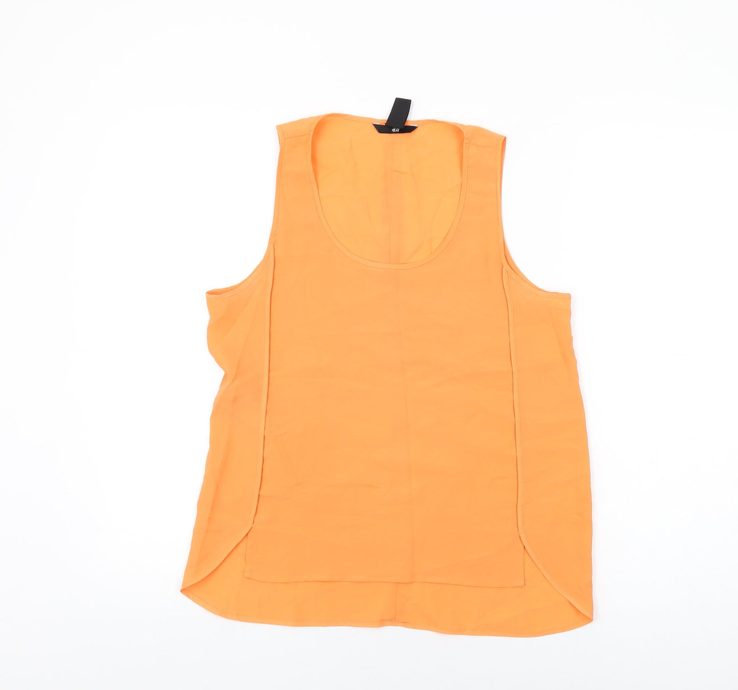 H&M Womens Orange Polyester Basic T-Shirt Size 8 Scoop Neck