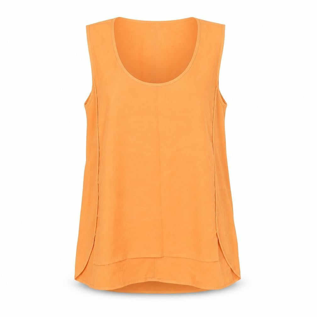 H&M Womens Orange Polyester Basic T-Shirt Size 8 Scoop Neck