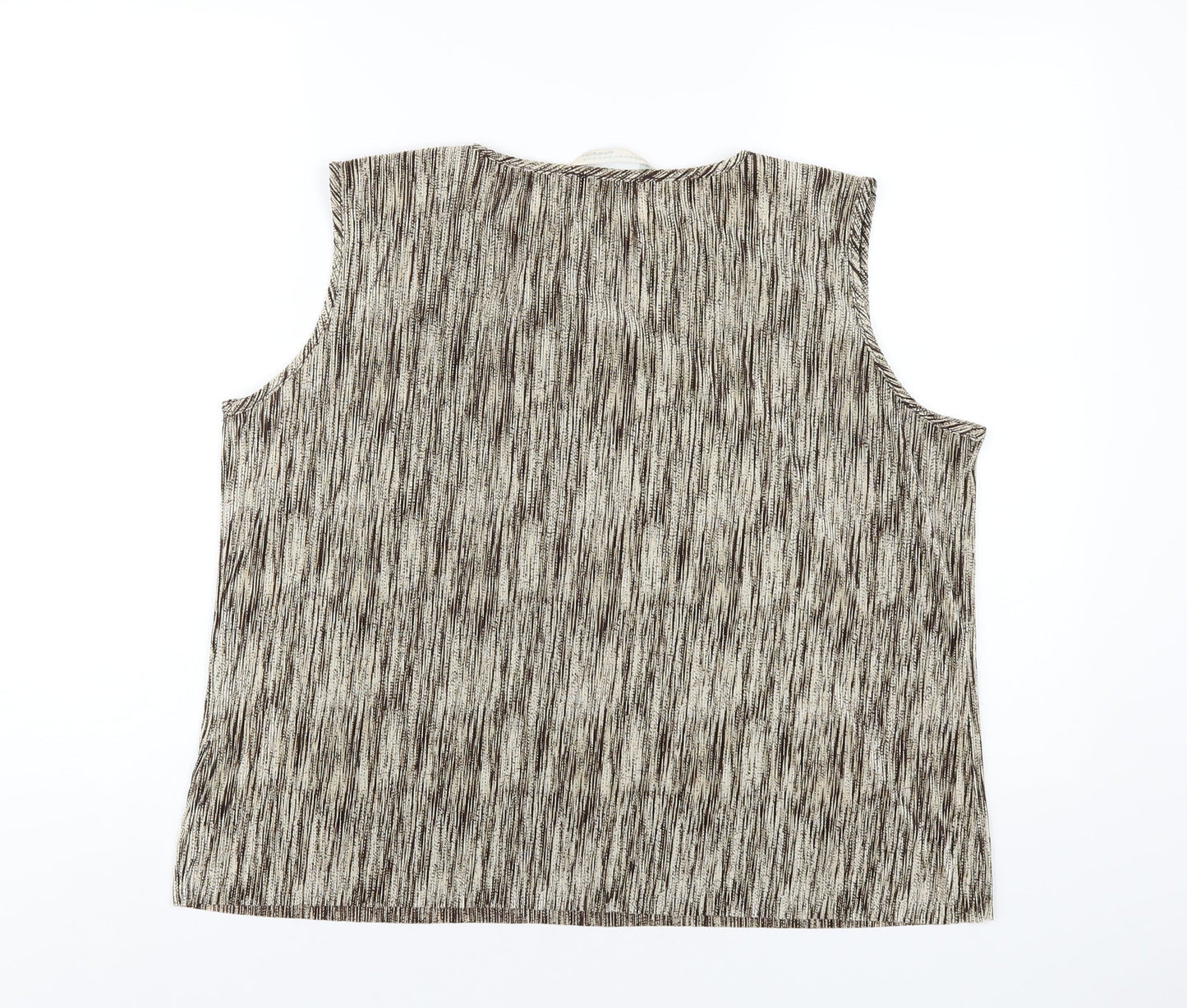 AMARANTO Womens Brown Polyester Basic Tank Size 20 Round Neck