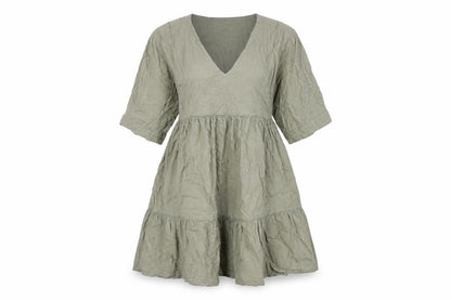 Next Womens Green Viscose A-Line Size 12 V-Neck Pullover