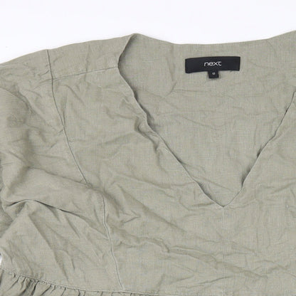 Next Womens Green Viscose A-Line Size 12 V-Neck Pullover