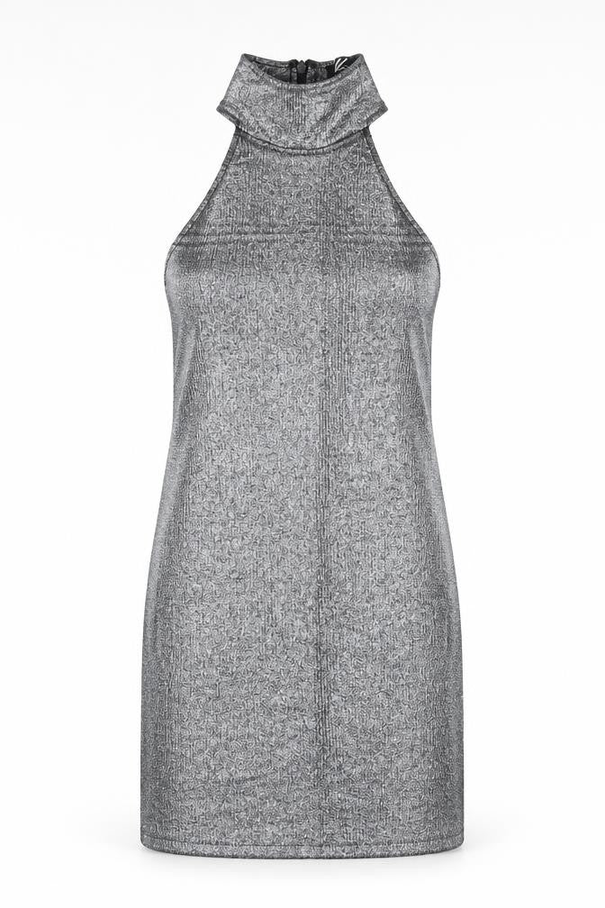 Motel Womens Silver Polyester Bodycon Size M Round Neck Zip