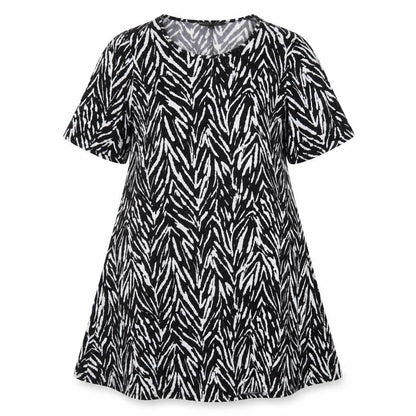 Capsule Womens Black Geometric Polyester A-Line Size 16 Scoop Neck Pullover