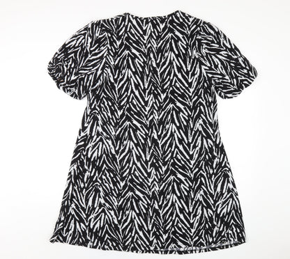 Capsule Womens Black Geometric Polyester A-Line Size 16 Scoop Neck Pullover