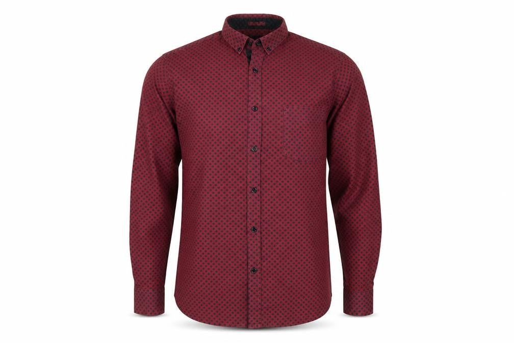 Burton Mens Red Geometric Cotton Button-Up Size S Collared Button