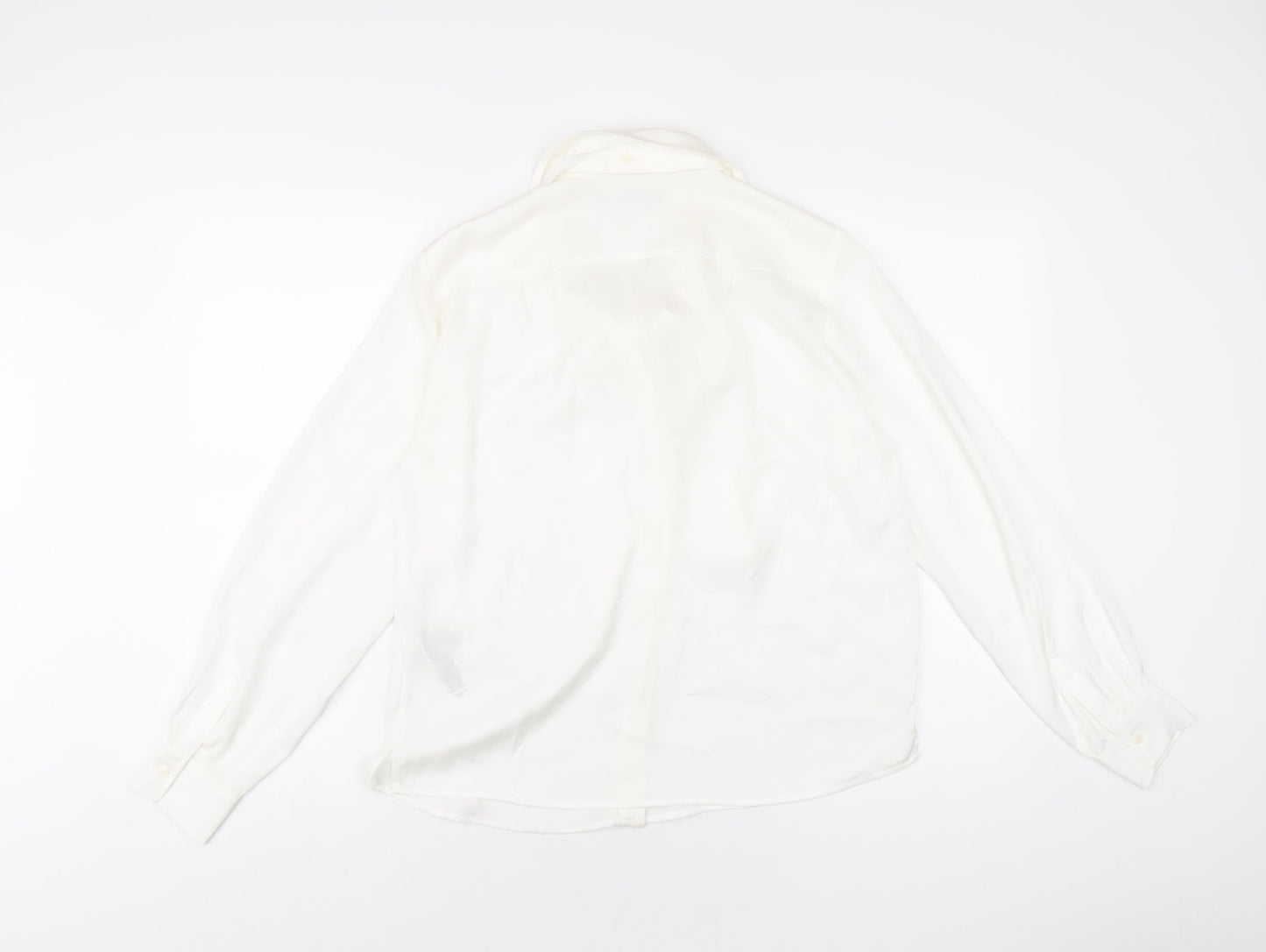 Marks and Spencer Womens White Polyester Basic Button-Up Size 8 V-Neck