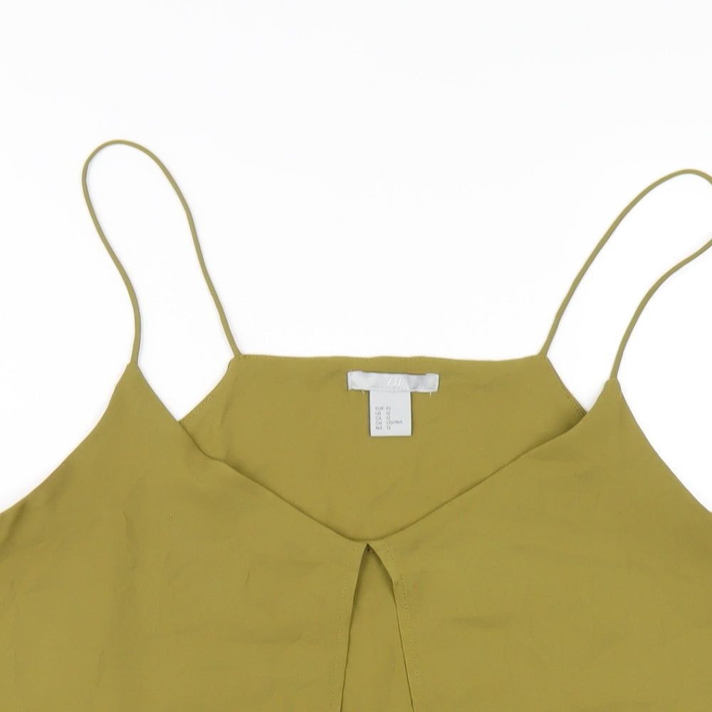 H&M Womens Green Polyester Camisole T-Shirt Size 14 V-Neck